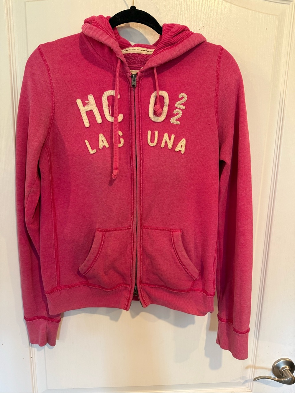 Hollister "Laguna" y2k pink full-zip hoodie hooded jacket large *fair condition